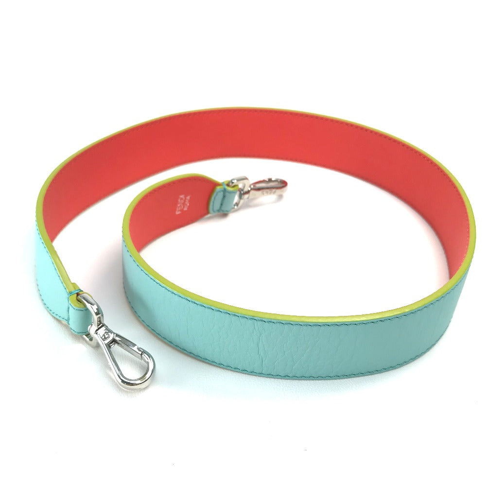 FENDI Two-Tone Strap You Bag Replacement Strap, Leather Shoulder Strap for Women, Light Blue, Orange, and Yellow