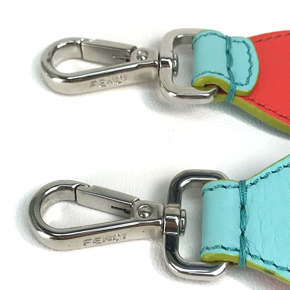 FENDI Two-Tone Strap You Bag Replacement Strap, Leather Shoulder Strap for Women, Light Blue, Orange, and Yellow