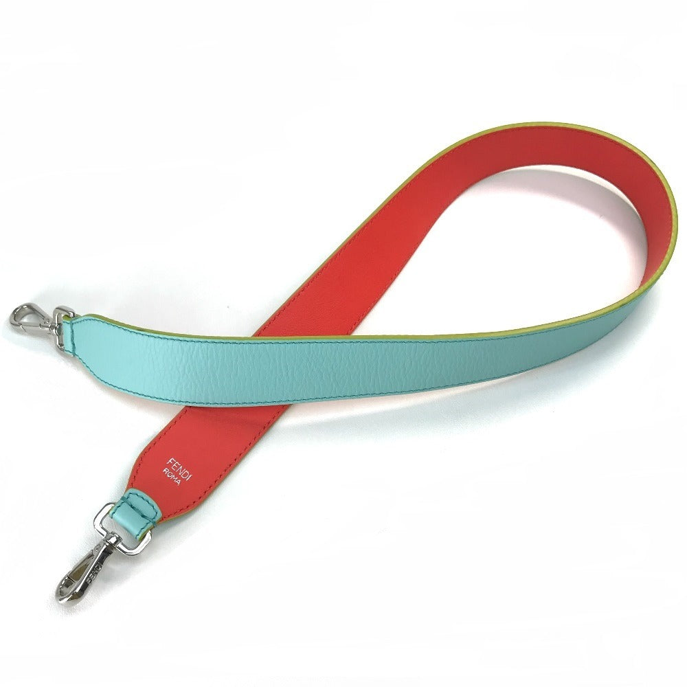 FENDI Two-Tone Strap You Bag Replacement Strap, Leather Shoulder Strap for Women, Light Blue, Orange, and Yellow