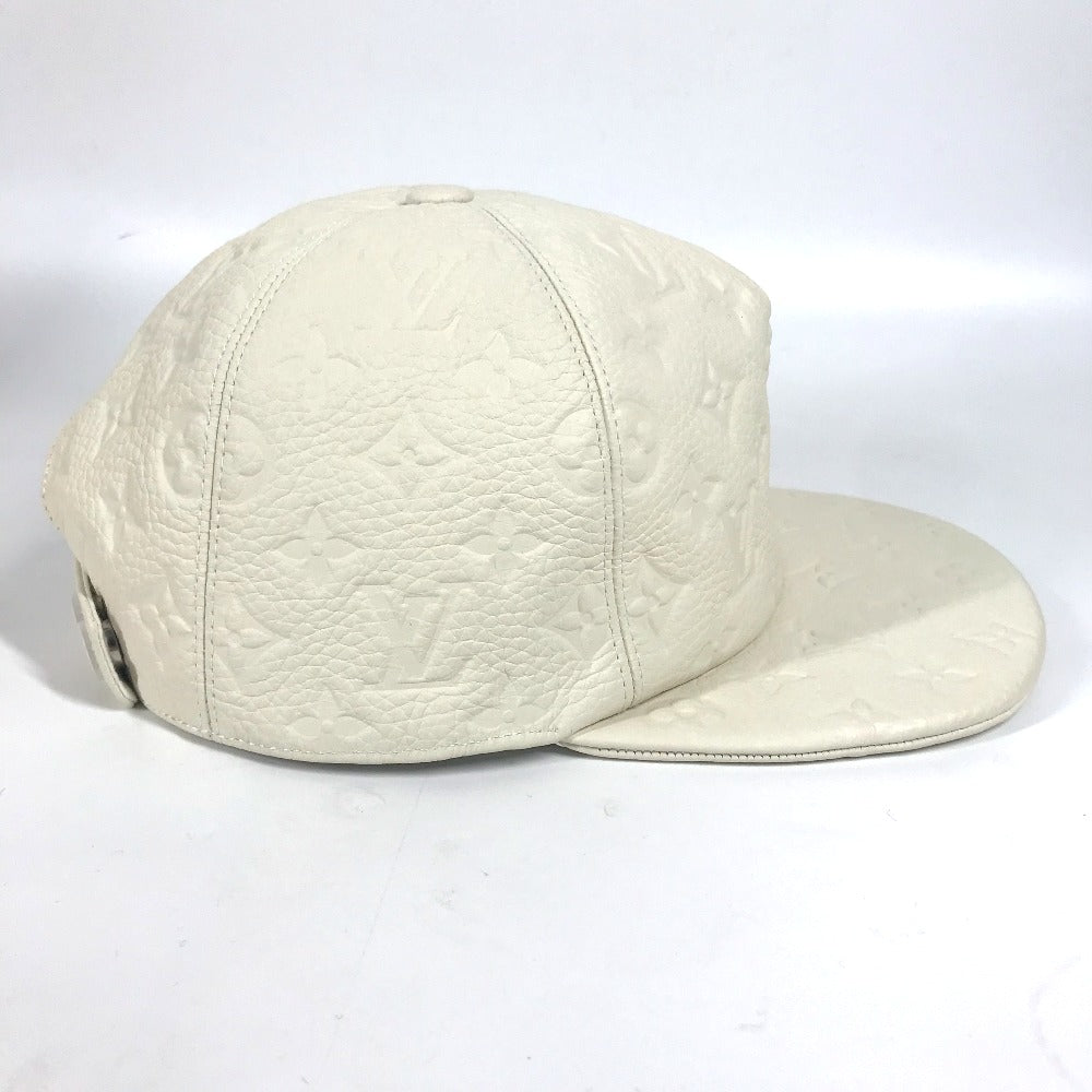 LOUIS VUITTON MP2321 Monogram Empreinte Newsboy Quill 1.0 Cap, 19SS, Monogram Empreinte Leather, Unisex, Ivory/White