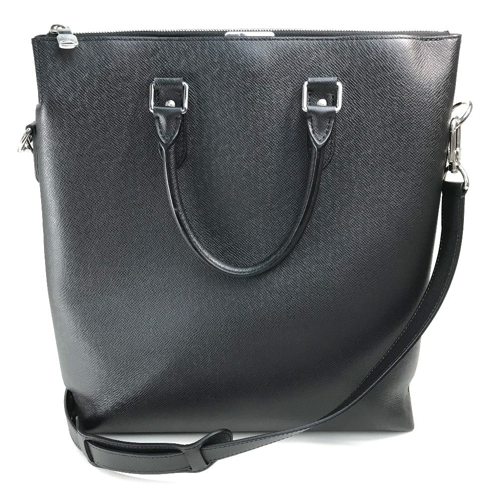 LOUIS VUITTON M33433 Taiga Anton Tote Bag, 2-Way Shoulder/Handbag, Taiga Leather, Men's, Noir, Black with Silver Hardware