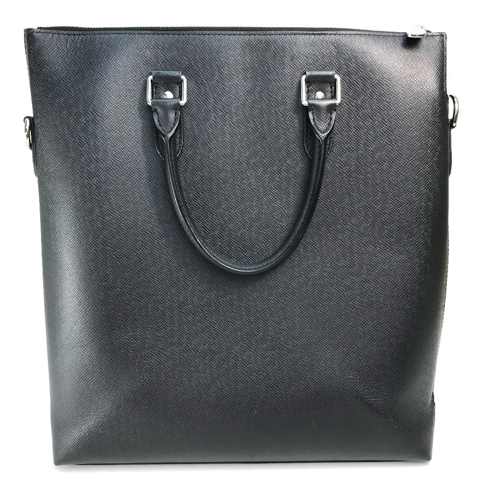 LOUIS VUITTON M33433 Taiga Anton Tote Bag, 2-Way Shoulder/Handbag, Taiga Leather, Men's, Noir, Black with Silver Hardware