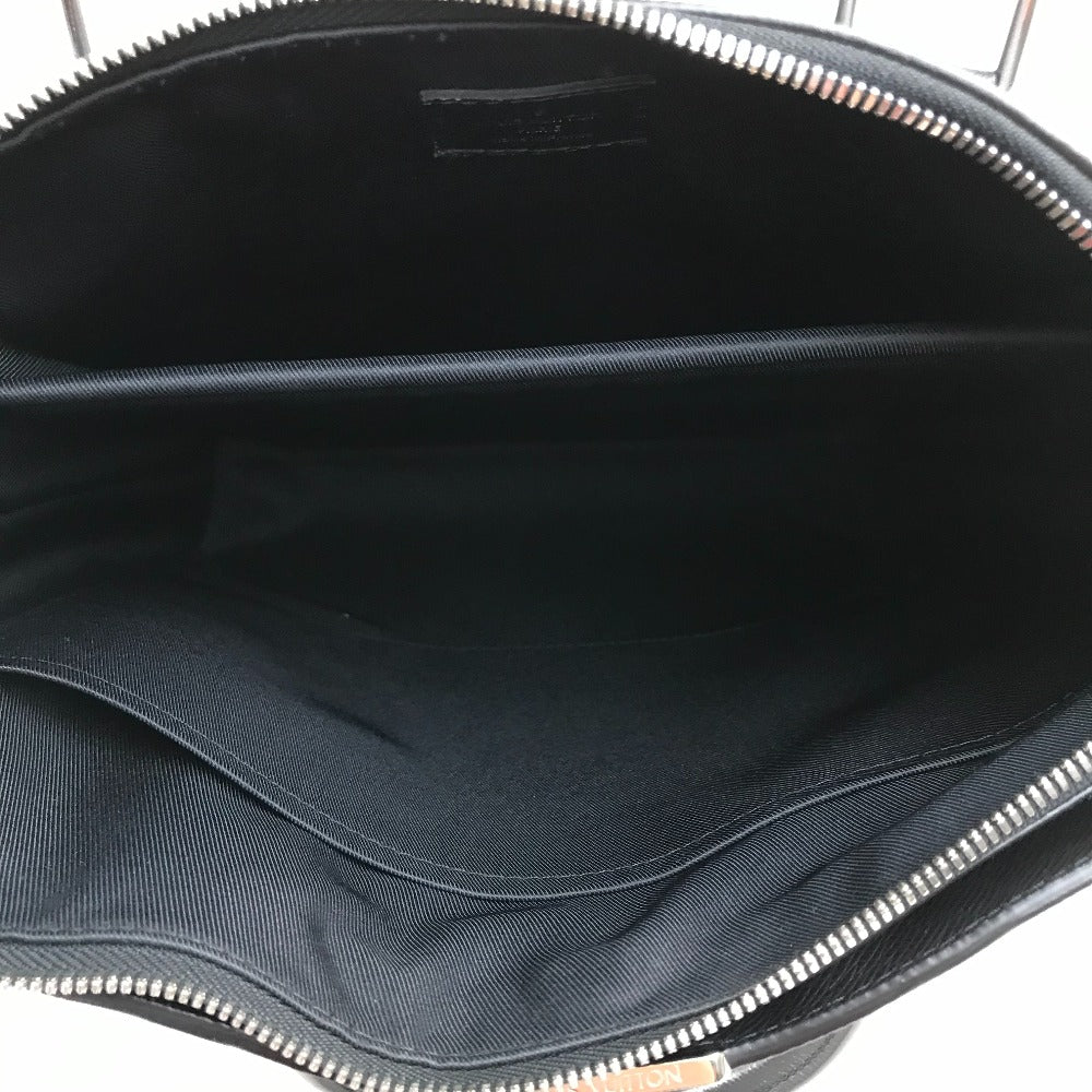 LOUIS VUITTON M33433 Taiga Anton Tote Bag, 2-Way Shoulder/Handbag, Taiga Leather, Men's, Noir, Black with Silver Hardware