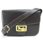 CELINE Vintage Carriage Hardware Shoulder Bag, Leather, Women's, Dark Brown with Gold Hardware