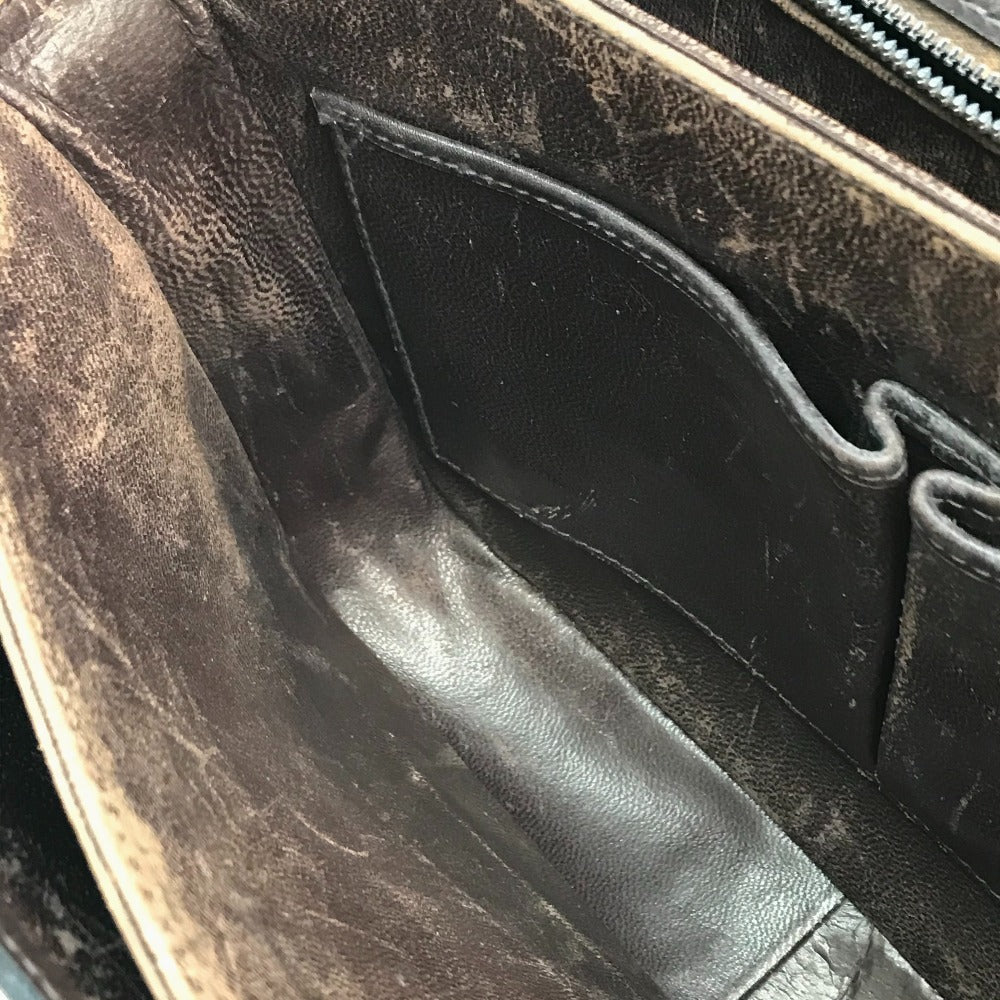 CELINE Vintage Carriage Hardware Shoulder Bag, Leather, Women's, Dark Brown with Gold Hardware