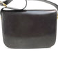 CELINE Vintage Carriage Hardware Shoulder Bag, Leather, Women's, Dark Brown with Gold Hardware