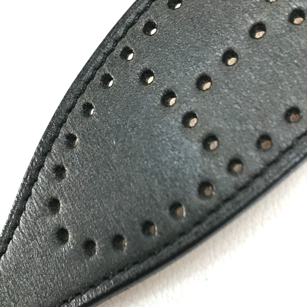HERMES Evelyn Punched Leather Bracelet, Unisex, Black/Brown