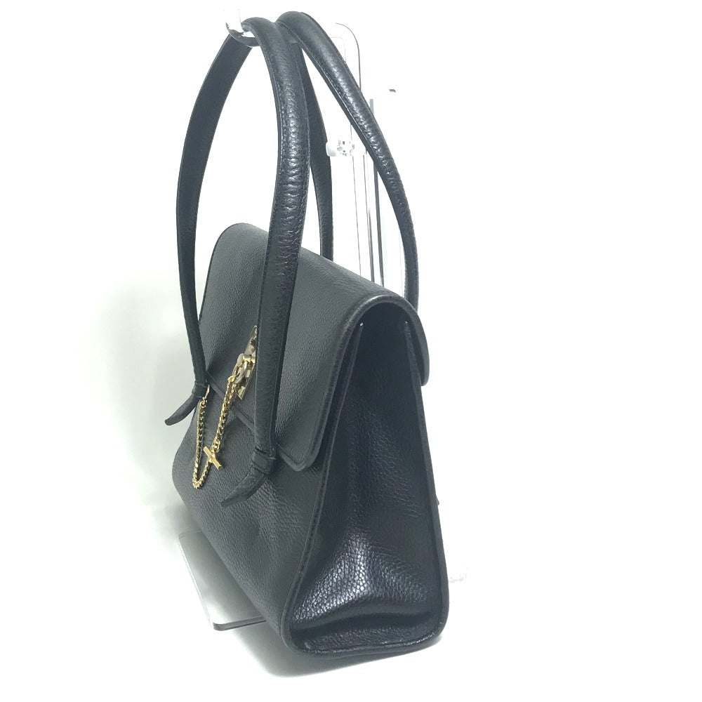 CELINE Vintage Chain Lock Tote Bag/Handbag in Leather, Black with Gold Hardware, Women's