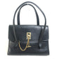CELINE Vintage Chain Lock Tote Bag/Handbag in Leather, Black with Gold Hardware, Women's