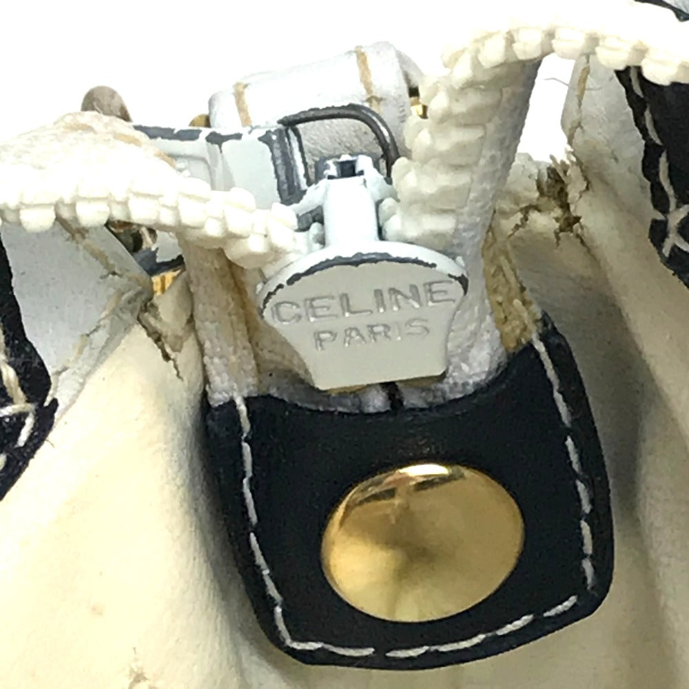 CELINE ロゴ カバン ポシエット ショルダーバッグ レザー レディース ホワイト×ゴールド金具
