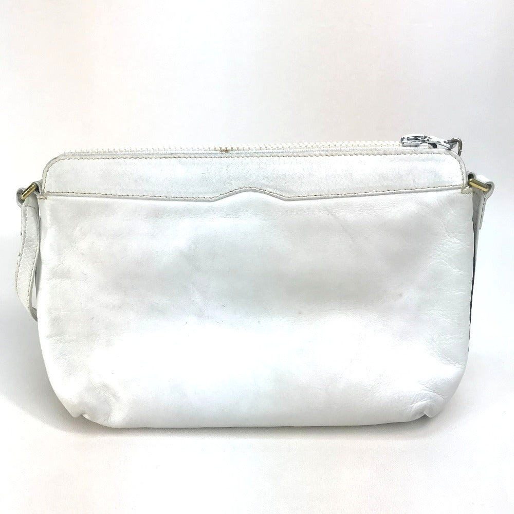 CELINE ロゴ カバン ポシエット ショルダーバッグ レザー レディース ホワイト×ゴールド金具