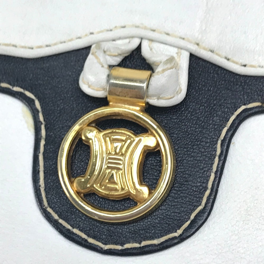 CELINE ロゴ カバン ポシエット ショルダーバッグ レザー レディース ホワイト×ゴールド金具