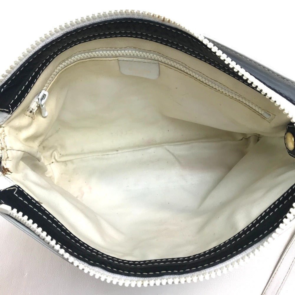 CELINE ロゴ カバン ポシエット ショルダーバッグ レザー レディース ホワイト×ゴールド金具