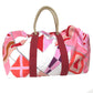 HERMES Cabas Drapeaux au Vent Beach Bag, Rope Handle Tote Bag, Cotton, Women's, Pink and Red