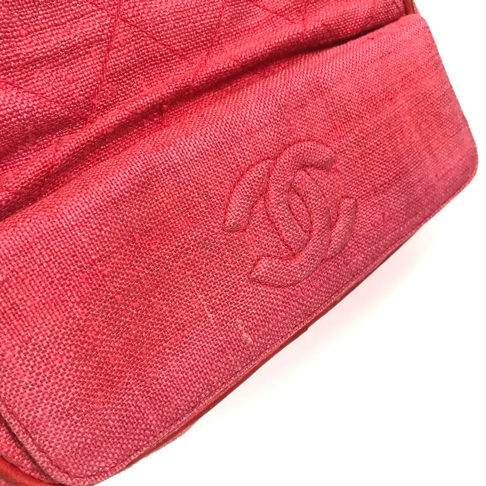 CHANEL CC ココマーク マトラッセ キルティング カバン フリンジ タッセル ショルダーバッグ キャンバス レディース レッド×ゴールド金具