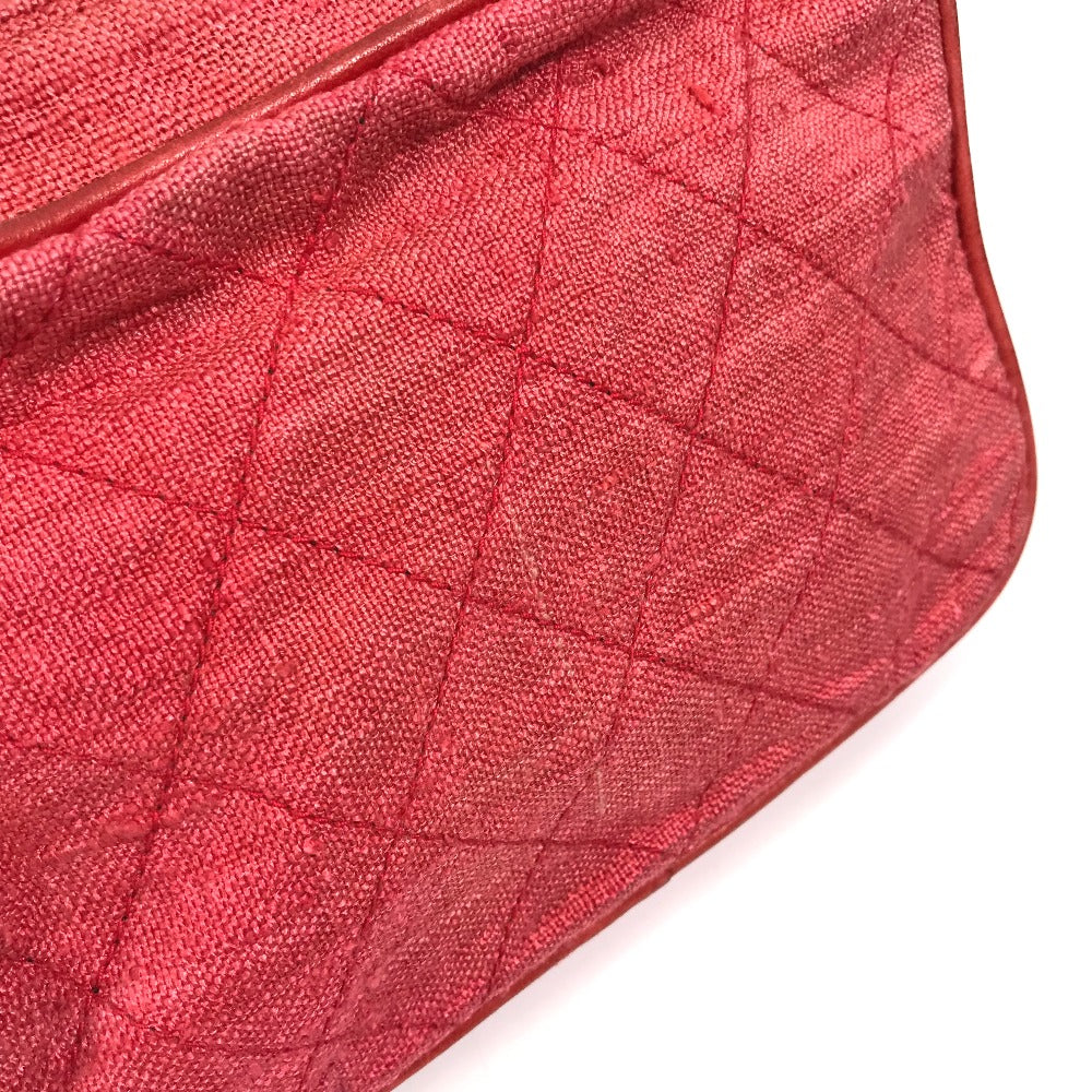 CHANEL CC ココマーク マトラッセ キルティング カバン フリンジ タッセル ショルダーバッグ キャンバス レディース レッド×ゴールド金具