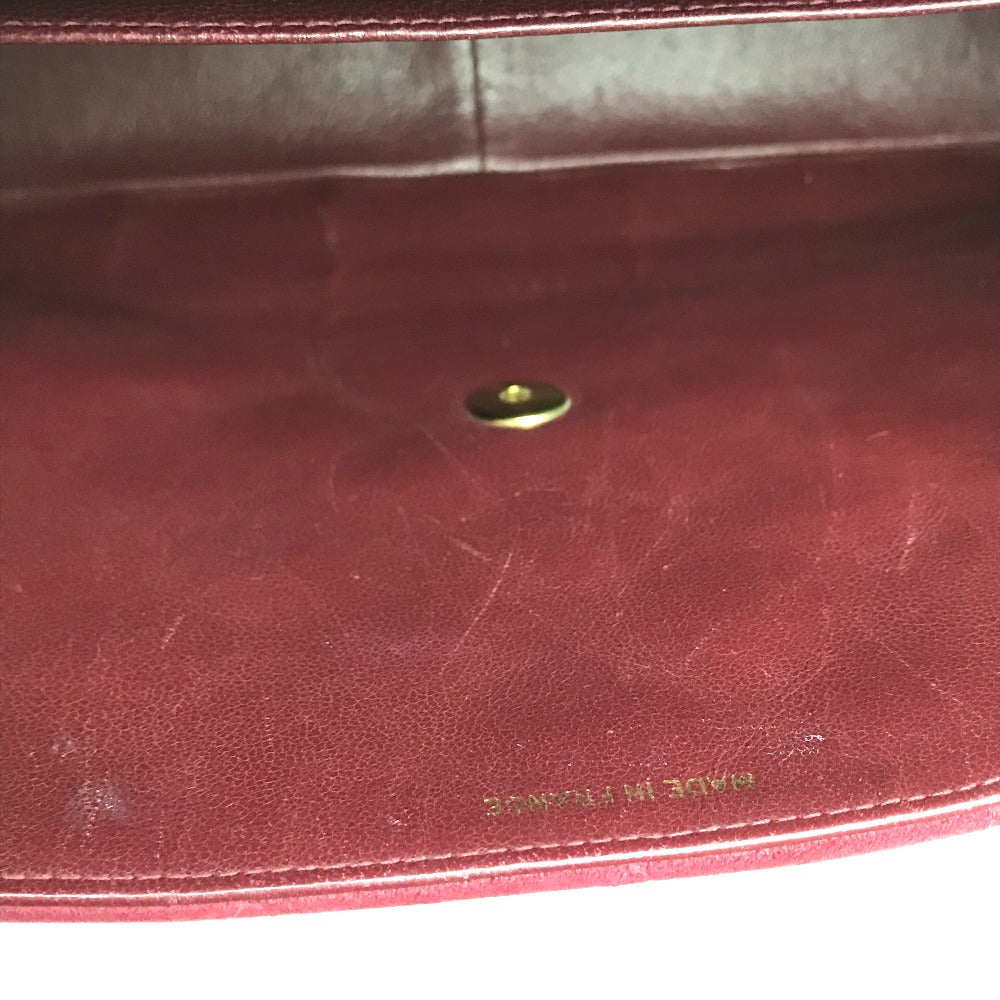 CHANEL CC Coco Mark Deka Matelasse 34 Double Chain Shoulder Bag Suede Women's Bordeaux