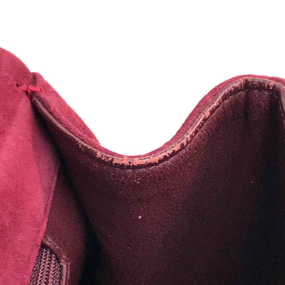 CHANEL CC Coco Mark Deka Matelasse 34 Double Chain Shoulder Bag Suede Women's Bordeaux