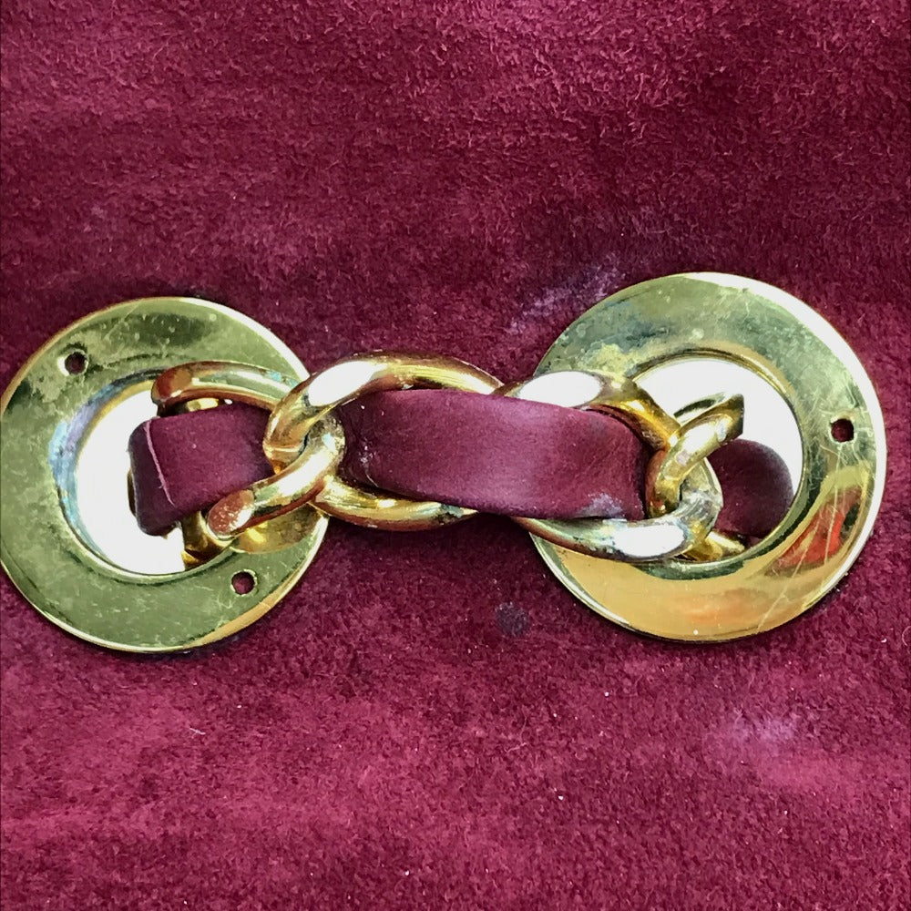 CHANEL CC Coco Mark Deka Matelasse 34 Double Chain Shoulder Bag Suede Women's Bordeaux