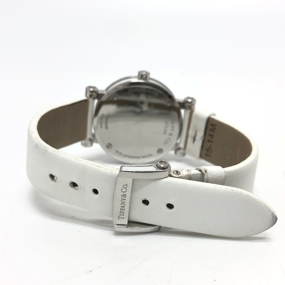 TIFFANY&Co. Z1300.11.11A20A41A White Ceramic Atlas Quartz Date Watch SS Ladies Silver