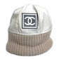 CHANEL CC Coco Mark Sport Line Logo Knit Cap, Polyester, Women's, Ivory/Beige