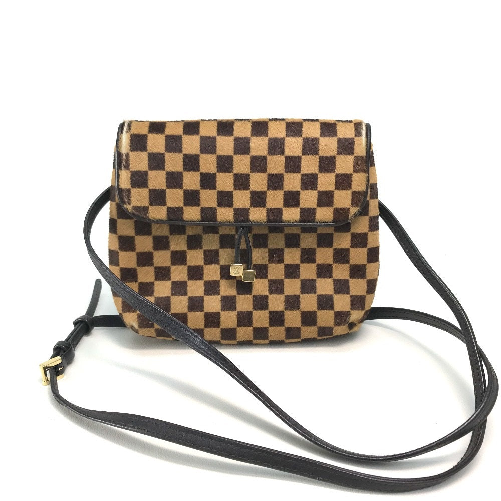 LOUIS VUITTON M92130 Damier Sauvage Gazelle Shoulder Bag in Brown Harako Leather