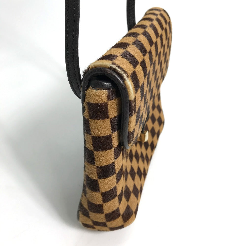 LOUIS VUITTON M92130 Damier Sauvage Gazelle Shoulder Bag in Brown Harako Leather