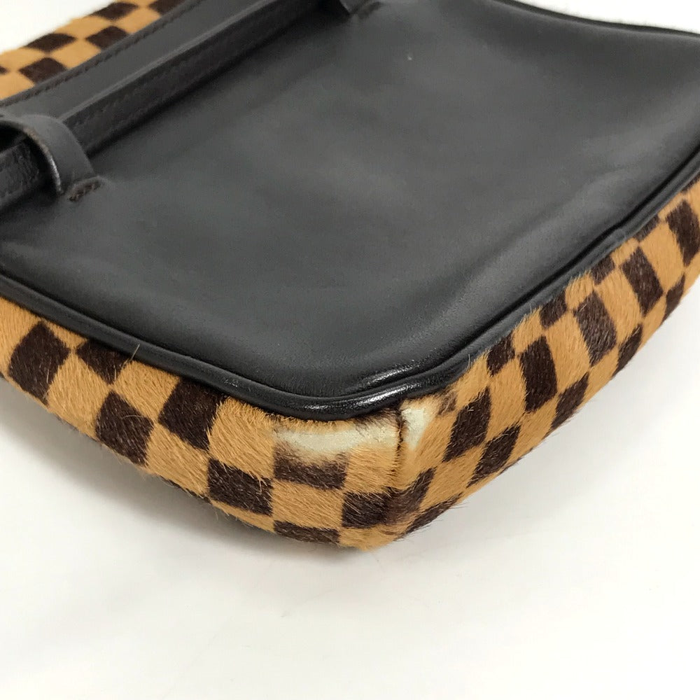 LOUIS VUITTON M92130 Damier Sauvage Gazelle Shoulder Bag in Brown Harako Leather