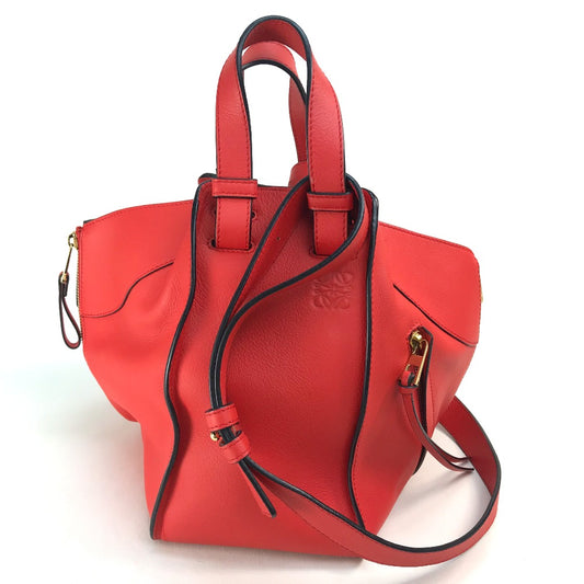 LOEWE 387.30.N60 ハンモック スモール ロゴ カバン 2WAY ショルダーバッグ ハンドバッグ レザー レディース レッド