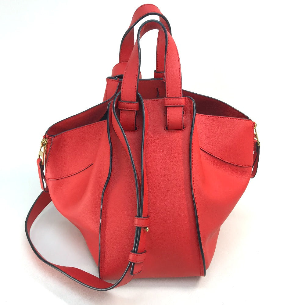 LOEWE 387.30.N60 Hammock Small Logo Bag, 2-Way Shoulder/Handbag, Leather, Women's, Red
