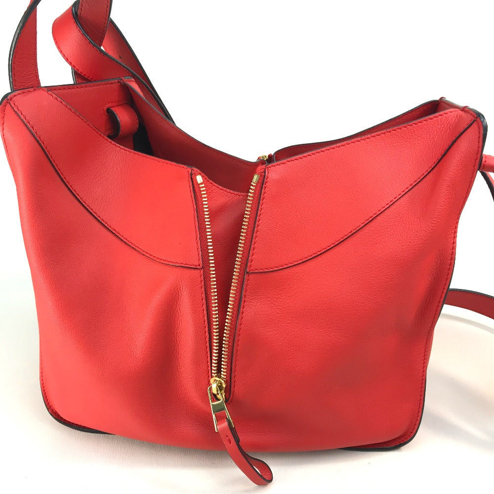 LOEWE 387.30.N60 Hammock Small Logo Bag, 2-Way Shoulder/Handbag, Leather, Women's, Red