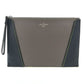 LOUIS VUITTON Women's Leather Clutch Bag with Wrist Strap, Gray/Navy