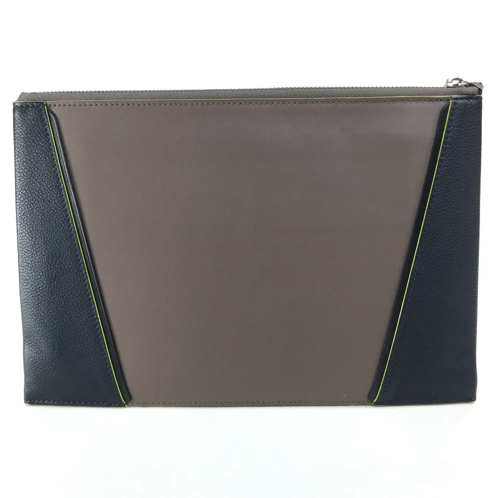 LOUIS VUITTON Women's Leather Clutch Bag with Wrist Strap, Gray/Navy