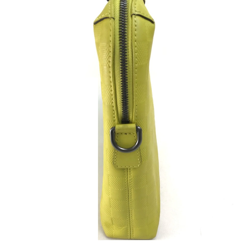LOUIS VUITTON N41391 Damier Infini Porte Document Manjour 2-Way Shoulder Bag/Business Bag in Damier Infini Leather, Men's, Vert Ashide Yellow