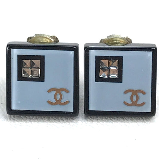 CHANEL CC ココマーク スクエアココ ラインストーン イヤリング プラスチック レディース ライトブルー