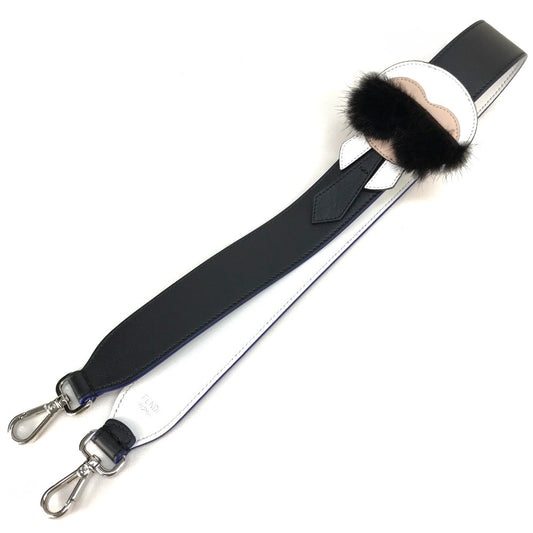 FENDI 8AV0775R7F0X93 Strap You Karlito Karl Lagerfeld Shoulder Strap Leather Women's Black/White/Blue