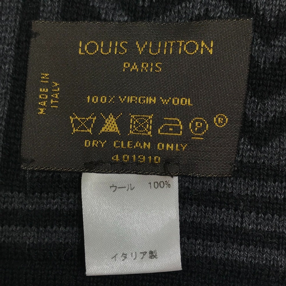 LOUIS VUITTON 401910 シェブロンストライプ 総柄 ロゴ マフラー ウール メンズ ブラック/グレー - brandshop-reference