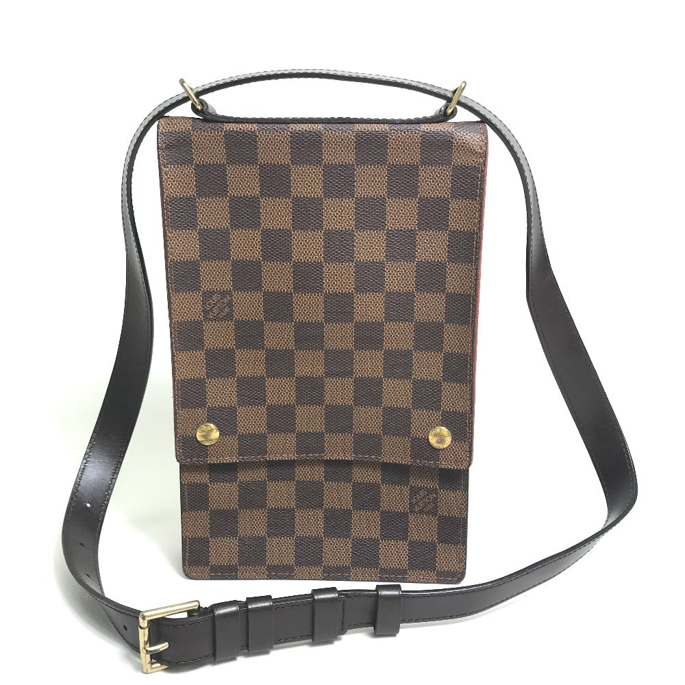 LOUIS VUITTON N45271 Damier Portobello Shoulder Bag, Damier Canvas, Ebene Brown, Women's