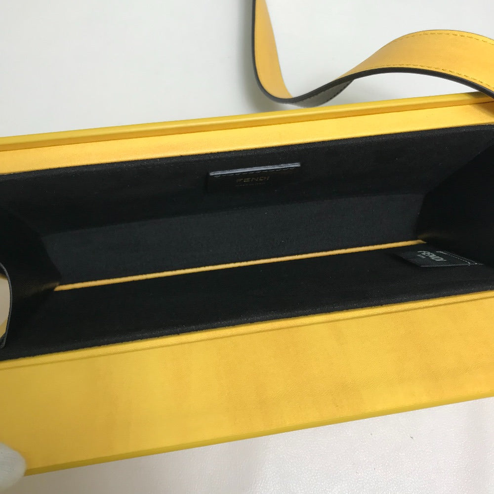 FENDI 7VA520 Logo Box-Shaped Horizontal Shoulder Bag, 2020AW, Leather, Men's, Yellow/Black