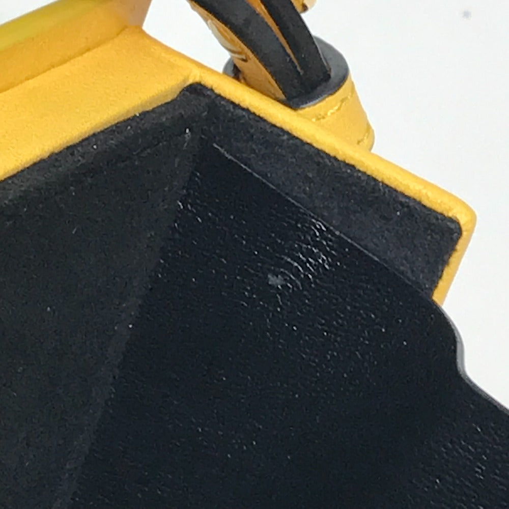 FENDI 7VA520 Logo Box-Shaped Horizontal Shoulder Bag, 2020AW, Leather, Men's, Yellow/Black