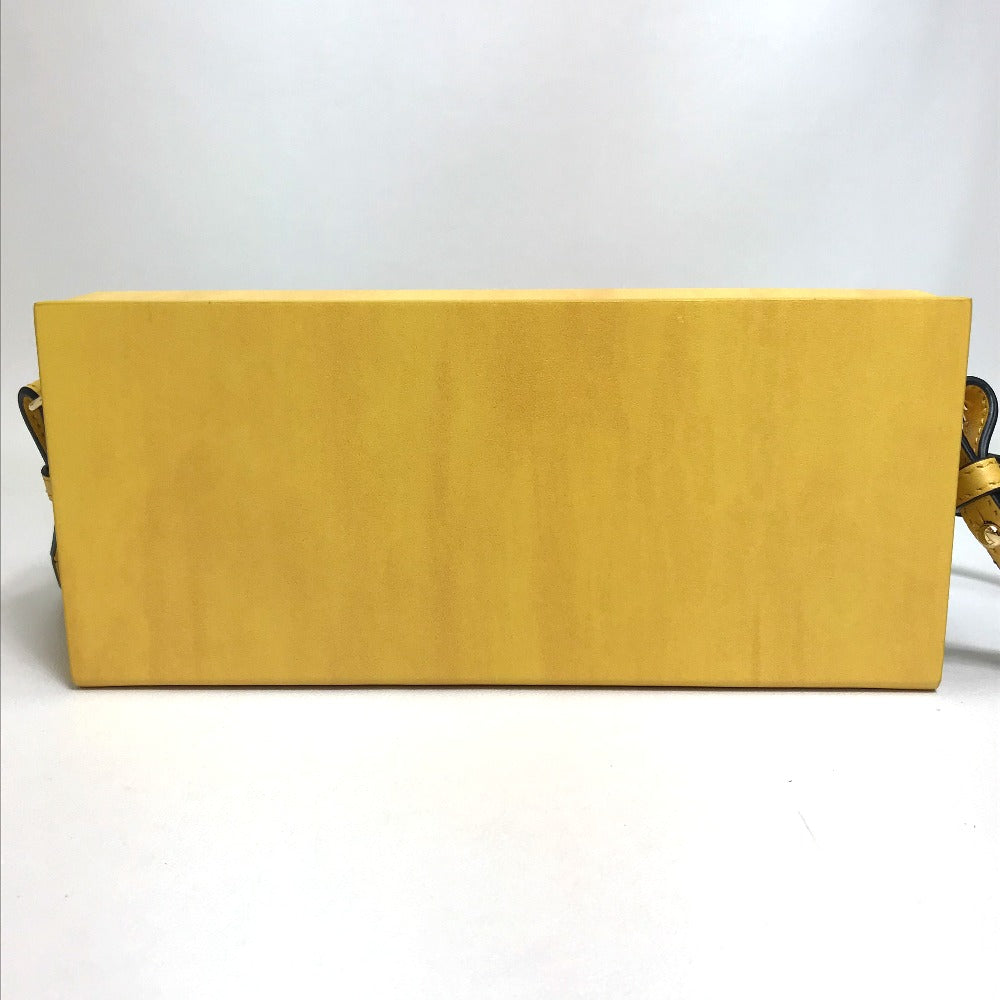 FENDI 7VA520 Logo Box-Shaped Horizontal Shoulder Bag, 2020AW, Leather, Men's, Yellow/Black