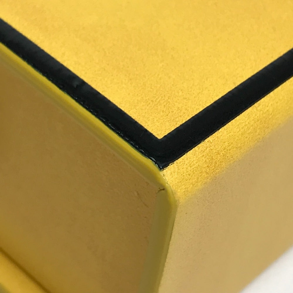 FENDI 7VA520 Logo Box-Shaped Horizontal Shoulder Bag, 2020AW, Leather, Men's, Yellow/Black