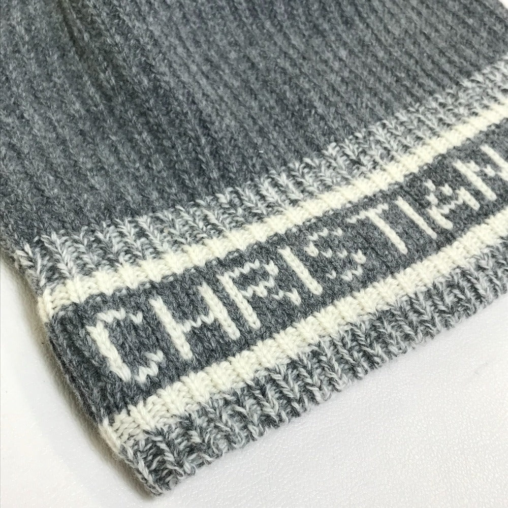 Christian Dior Logo D-White Beanie Knit Cap in Wool/Cashmere, Gray, for Women