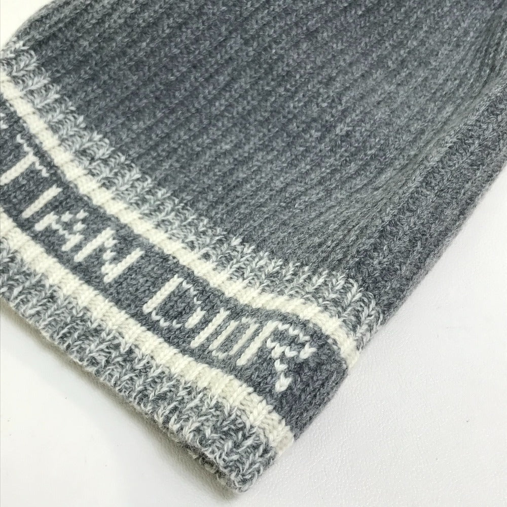 Christian Dior Logo D-White Beanie Knit Cap in Wool/Cashmere, Gray, for Women