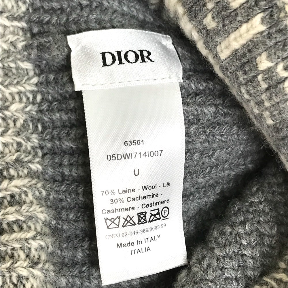 Christian Dior Logo D-White Beanie Knit Cap in Wool/Cashmere, Gray, for Women
