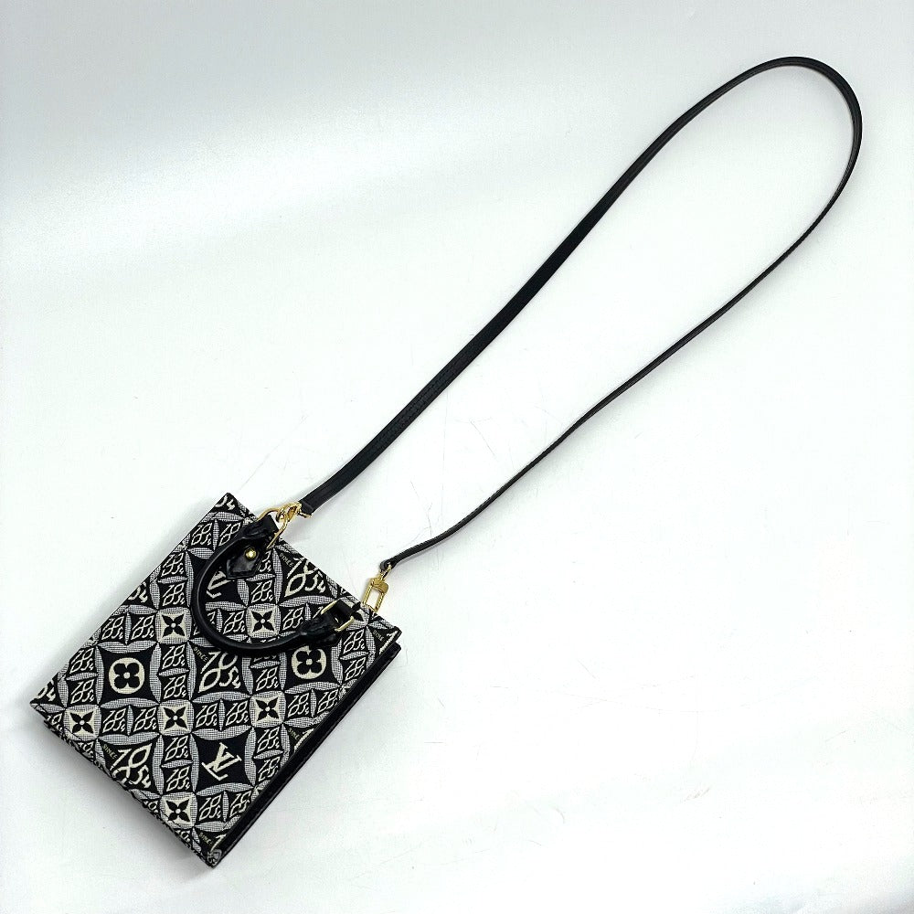 LOUIS VUITTON M80484 Monogram Jacquard Since 1854 Petite Sac Plat 2-Way Handbag, Jacquard, Women's, Black x Blue