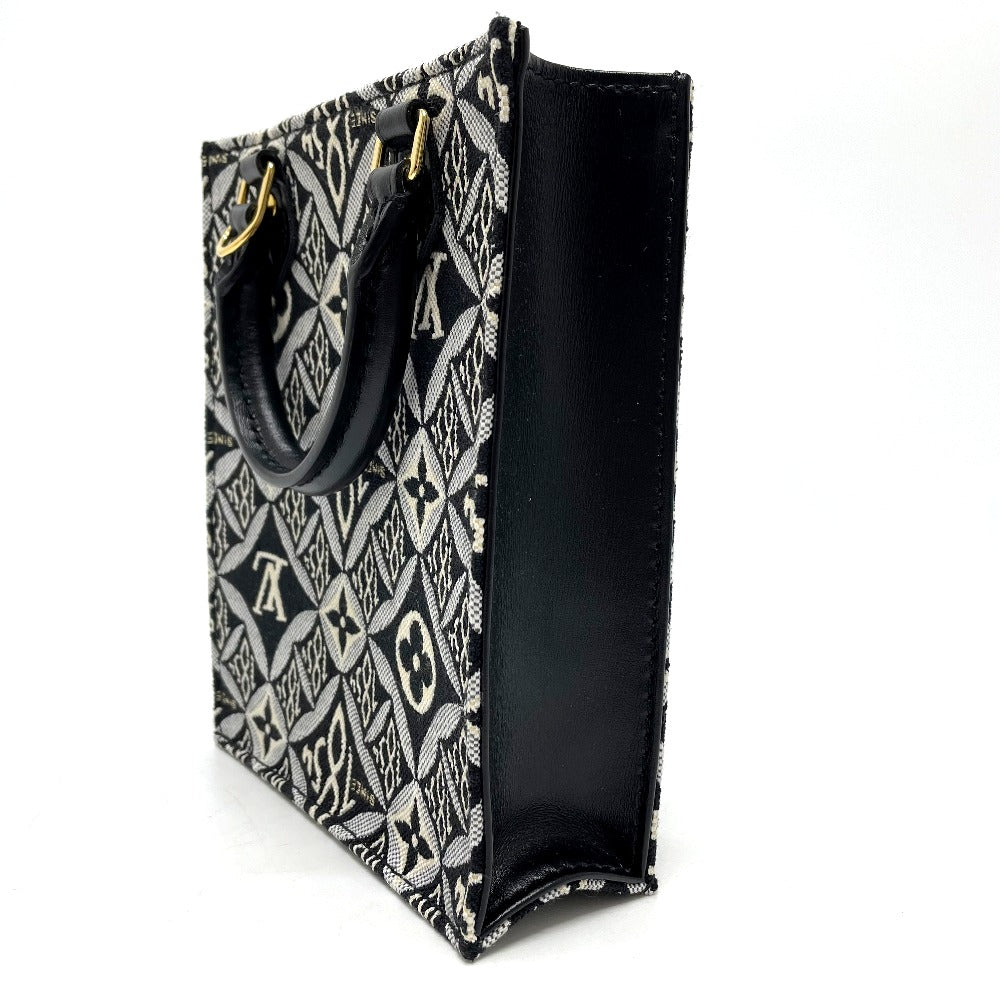 LOUIS VUITTON M80484 Monogram Jacquard Since 1854 Petite Sac Plat 2-Way Handbag, Jacquard, Women's, Black x Blue