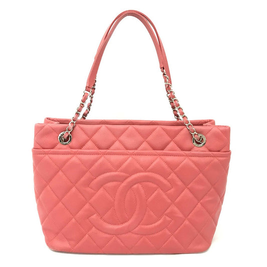 CHANEL A67921 CC ココマーク マトラッセ カバン チェーン トートバッグ キャビアスキン レディース ピンク
