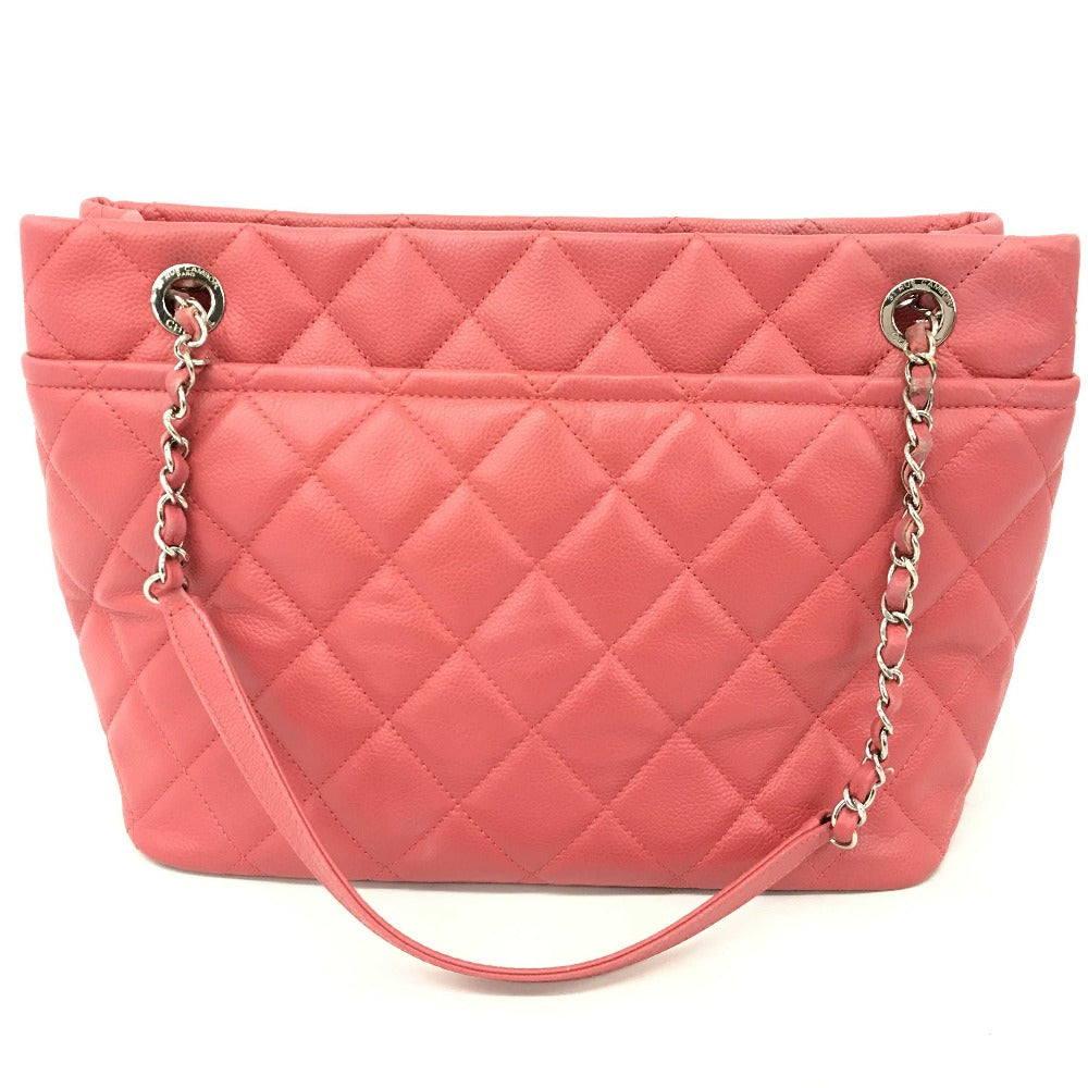 CHANEL A67921 CC ココマーク マトラッセ カバン チェーン トートバッグ キャビアスキン レディース ピンク