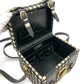 Gianni Versace Medusa Gingham Check Vintage Bag Shoulder Bag Vanity Bag Leather/Canvas Women's Black x White